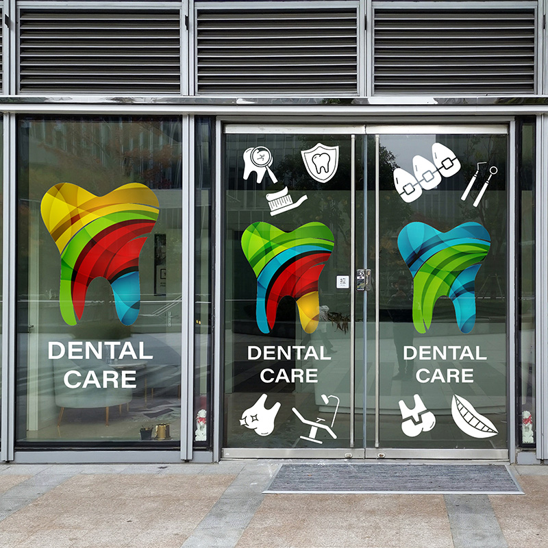 齿科装饰玻璃贴牙科诊所推拉门美化海报广告美容会所静电玻璃贴纸