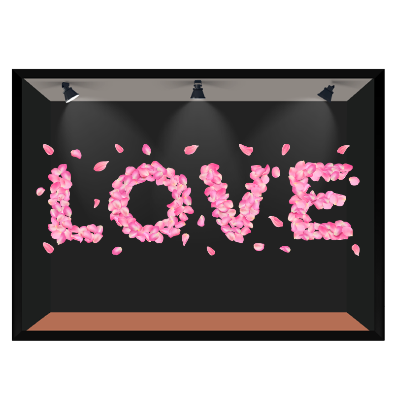 情人节花瓣LOVE静电玻璃贴膜