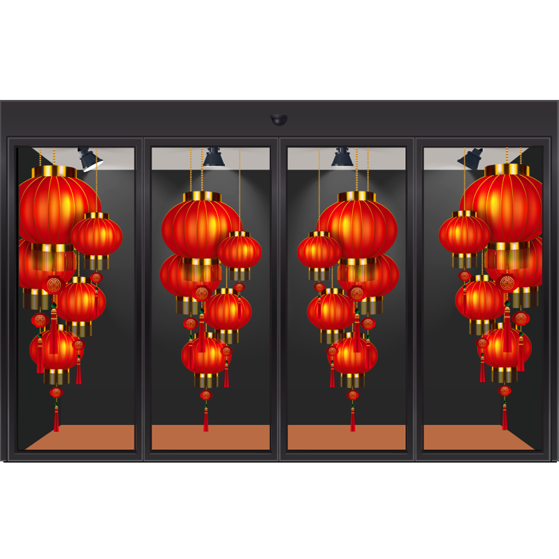 节日灯笼静电玻璃贴膜
