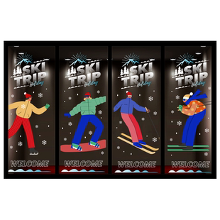 滑雪场玻璃美化装饰冬天氛围室内运动场旱冰健身展厅旅游景区布置