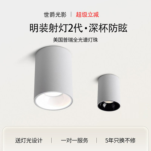 led明装筒灯防眩目吸顶式COB射灯