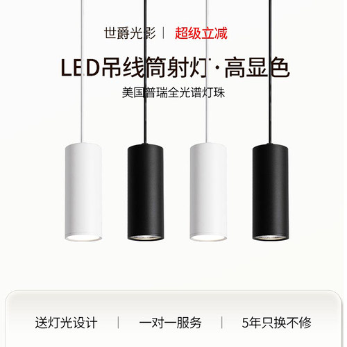 明装筒灯吊线吊装射灯
