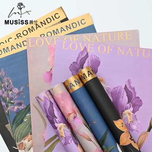 烫金野兽风油画纸鲜花束包装纸礼物礼品包花束的纸手工diy材料