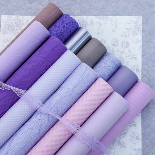 浪漫紫色系列鲜花包装牛皮纸梦幻紫花束包花纸花艺店包装diy材料