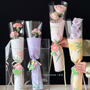 520新款 单支小花束包装 袋康乃馨鲜花包花材料防水透明花艺资材