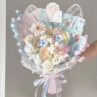 植物花草手撕东巴纸花束包装纸高级感鲜花花瓣纸手工花艺包花材料