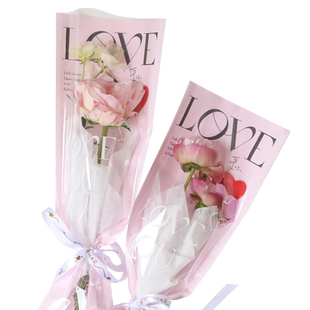 鲜花单支花束包装袋直筒鲜花包装袋包花纸袋插花花艺手工摆摊资材