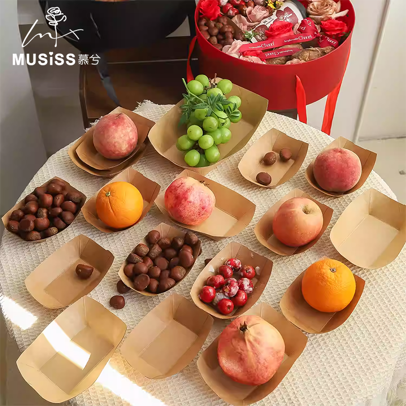 防水免折叠牛皮纸船盒水果鲜花礼盒一次性托盘diy花艺材料包装盒,鲜花速递/花卉仿真/绿植园艺,花艺材料,淘宝优惠券,粉丝福利购,淘宝优惠卷