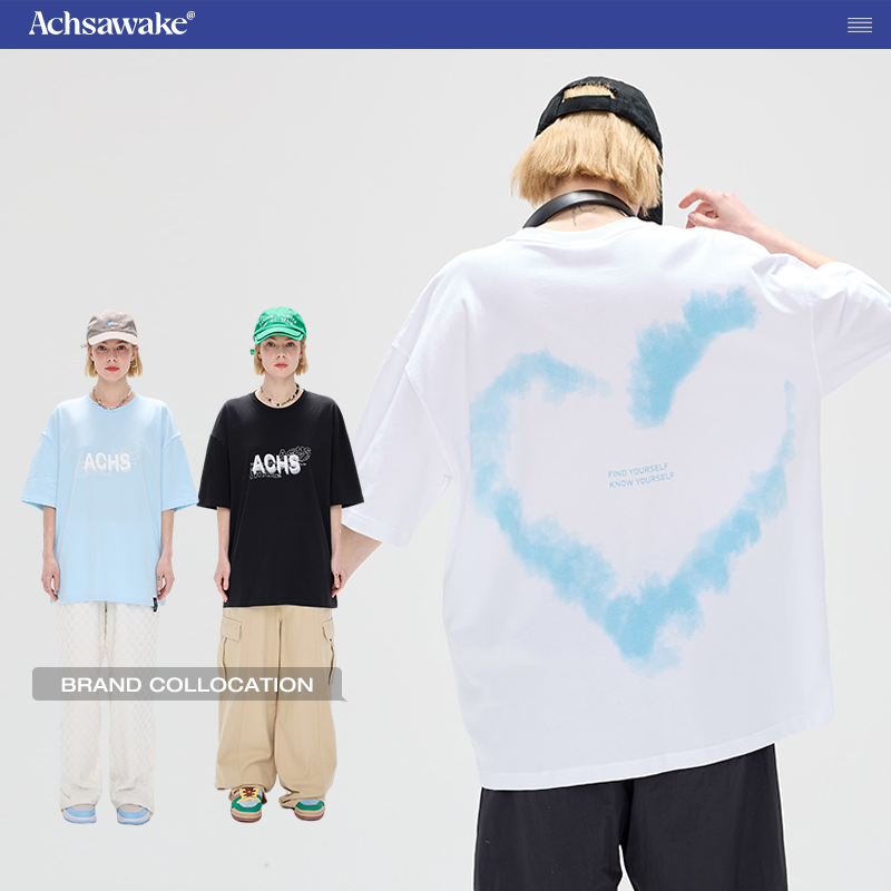 ACHSAWAKE烟雾情侣装休闲短袖