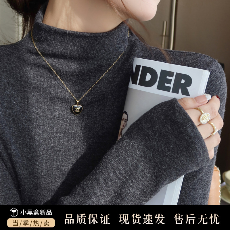 灰色加绒加厚半高领打底衫