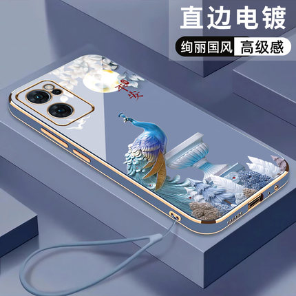 高级感电镀opporeno7手机壳新款女款oppo reno7se手机套中国风防摔reno7pro保护套男reno7硅胶软壳全包