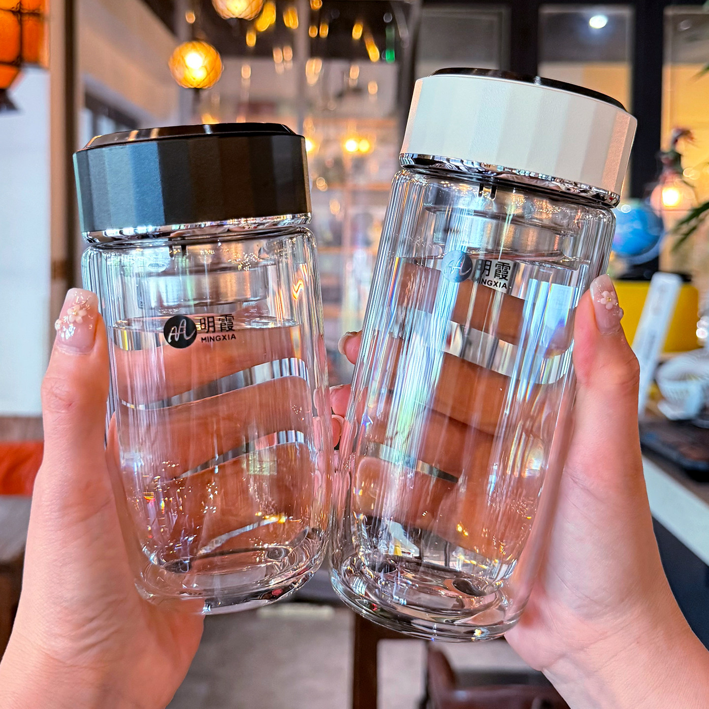 简约玻璃杯男女生2026新款办公室耐高温茶水分离水杯双层泡茶杯子