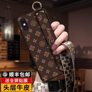 匠恒适用苹果x手机壳xr真皮xs腕带斜挎带挂绳max男10外壳防摔xsmax保护套iphone经典 潮高档xr十x支架 老花女款