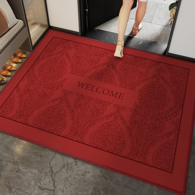 红色喜庆入户门地垫家用玄关防滑脚大门口进门垫可裁剪高级垫地毯
