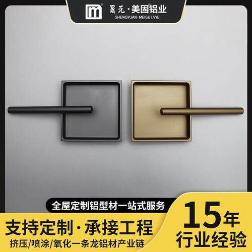 轻奢简约内嵌式橱柜衣门铝合金把手创意个性开槽柜金色柜门小拉手