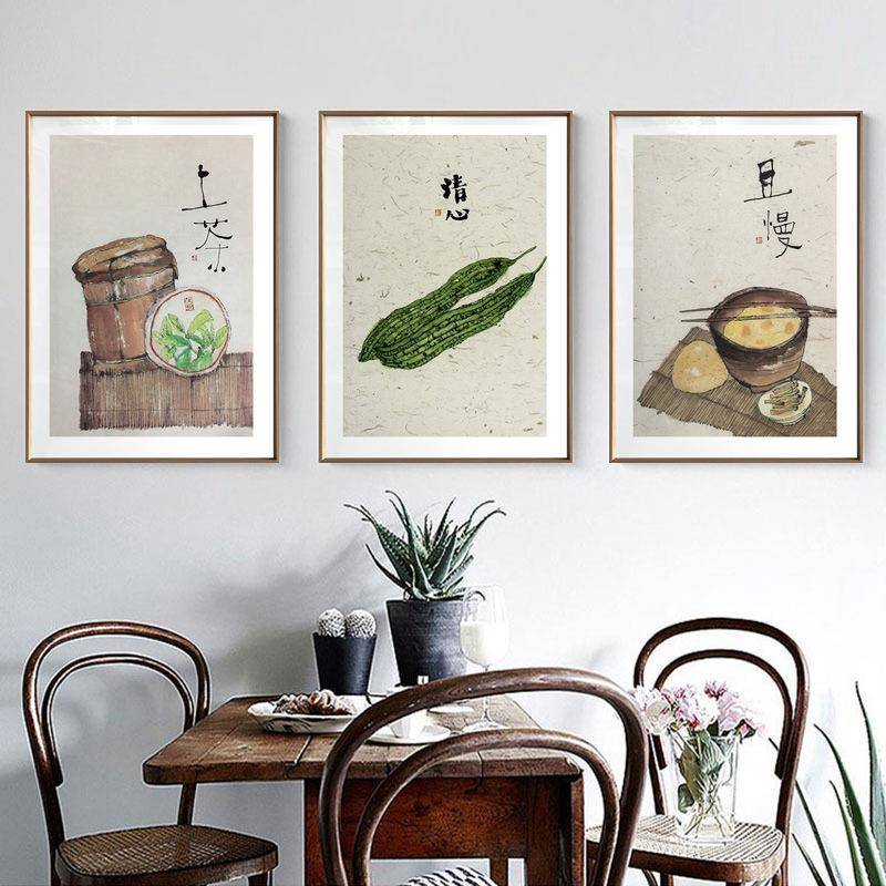 李知弥 新中式餐厅客厅装饰画沙画发背景墙壁画卧室床头挂原木风图片