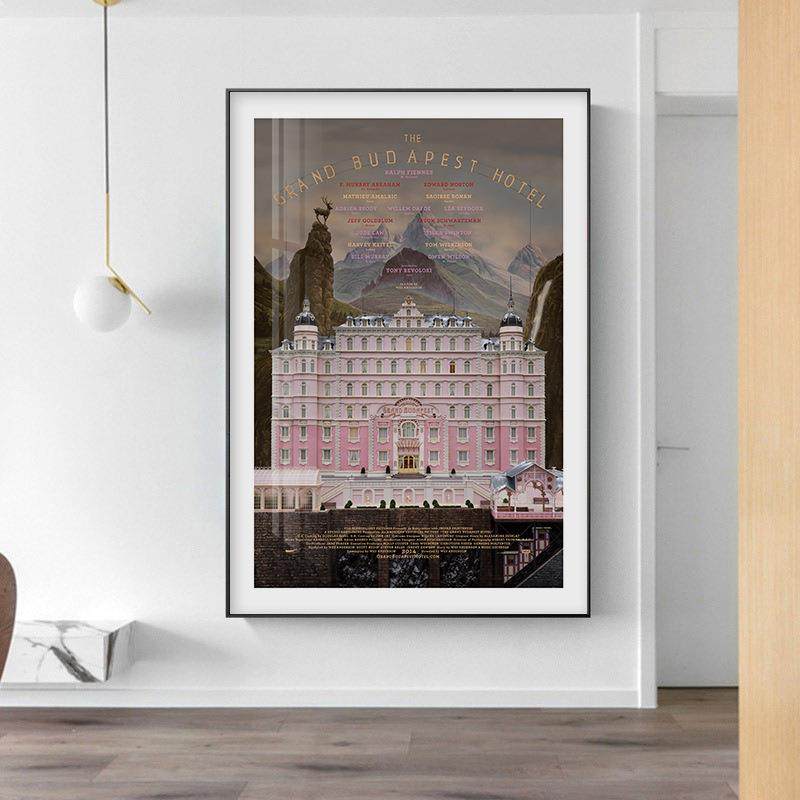 布达佩斯大饭店挂画餐厅轻奢壁画厅有框背景墙画电影海报客装饰画,家居饰品,现代装饰画,淘宝优惠券,粉丝福利购,淘宝优惠卷