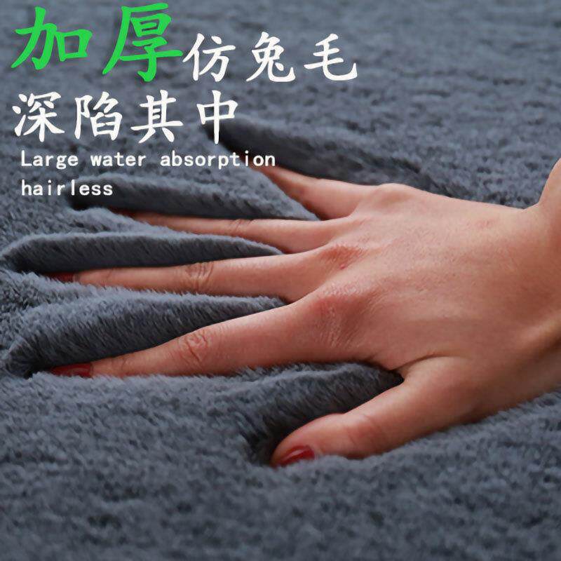 北欧ins风少女纯色仿兔绒长毛卧室边地垫客厅床茶几地毯满铺地毯