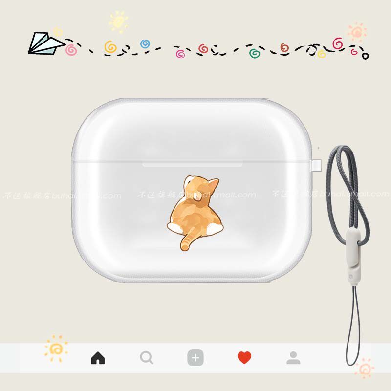 创意趴着小猫airpods5代保护套透明airpods pro3保护壳定制pro2适用4 苹果耳机保护壳蓝牙耳机套软壳3代