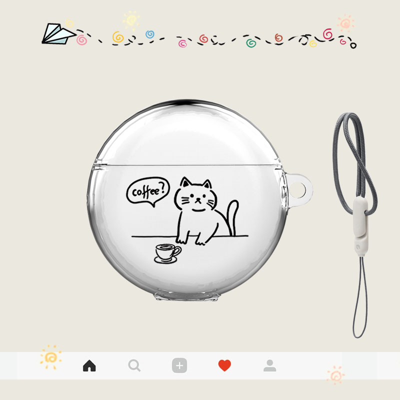 华为可爱猫猫耳机保护套高透软壳