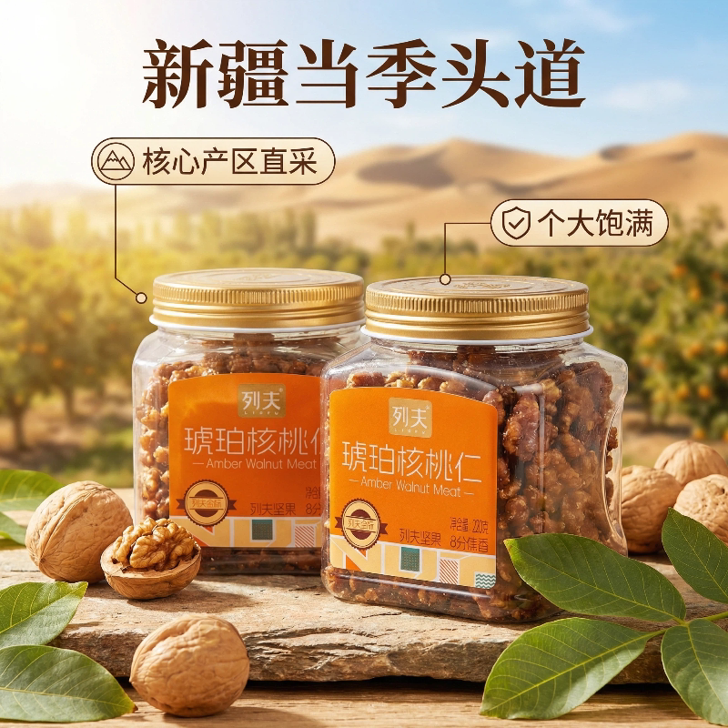 列夫琥珀核桃仁坚果零食传统口味轻甜儿时童年回忆休闲罐装220克