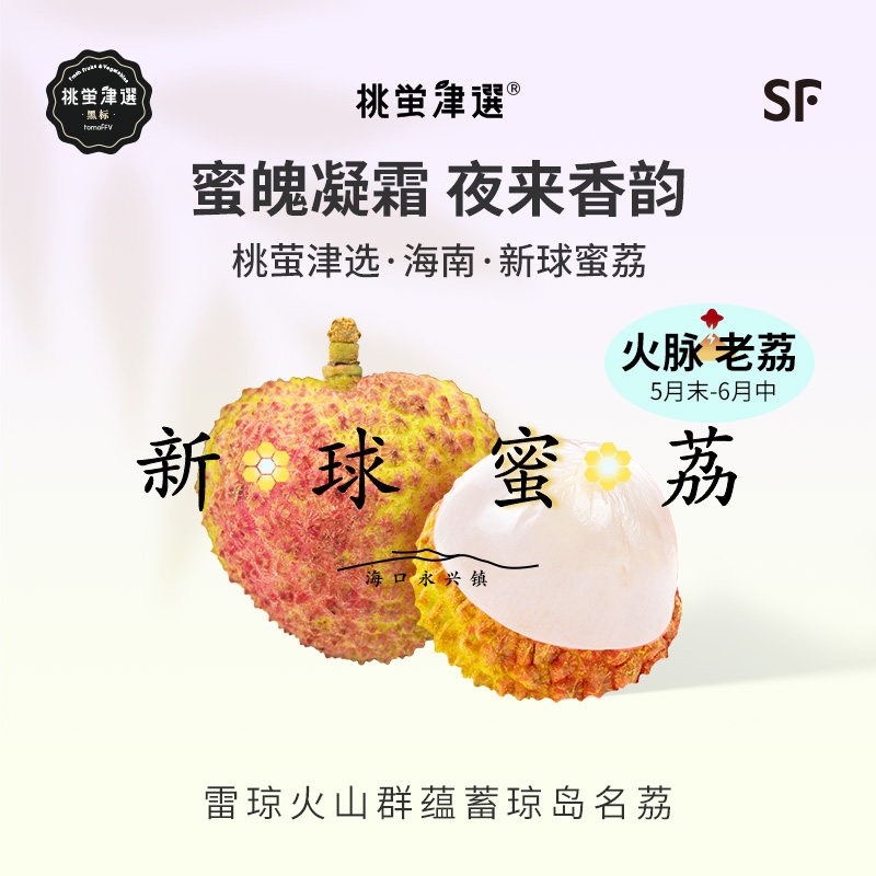 稀！桃萤津选 新球蜜荔 火山蜜酿荔枝 海口永兴产 现摘干包礼盒SF
