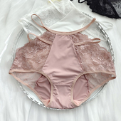 大码 收腹提臀无痕三角裤 内裤 女胖mm200斤高腰蕾丝性感纯欲风薄款