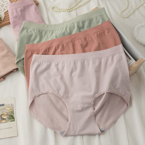 大码纯棉内裤女胖mm200斤中高腰
