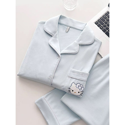 德绒睡衣女秋冬季日系可爱卡通