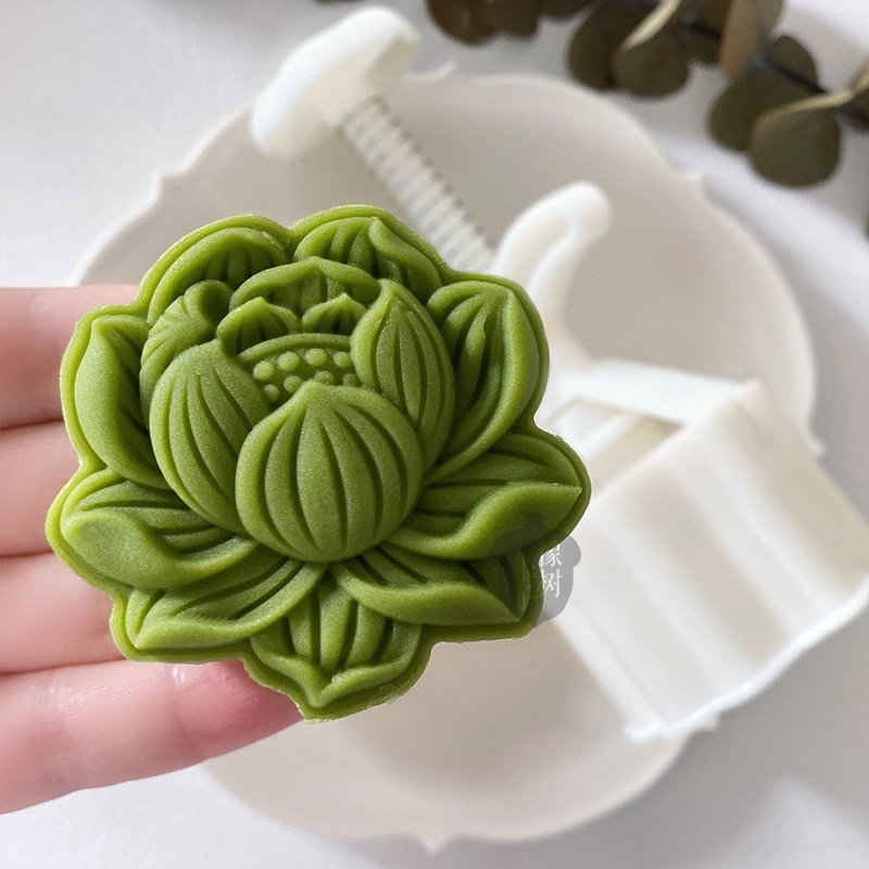 新款荷花造型绿豆糕月饼模具