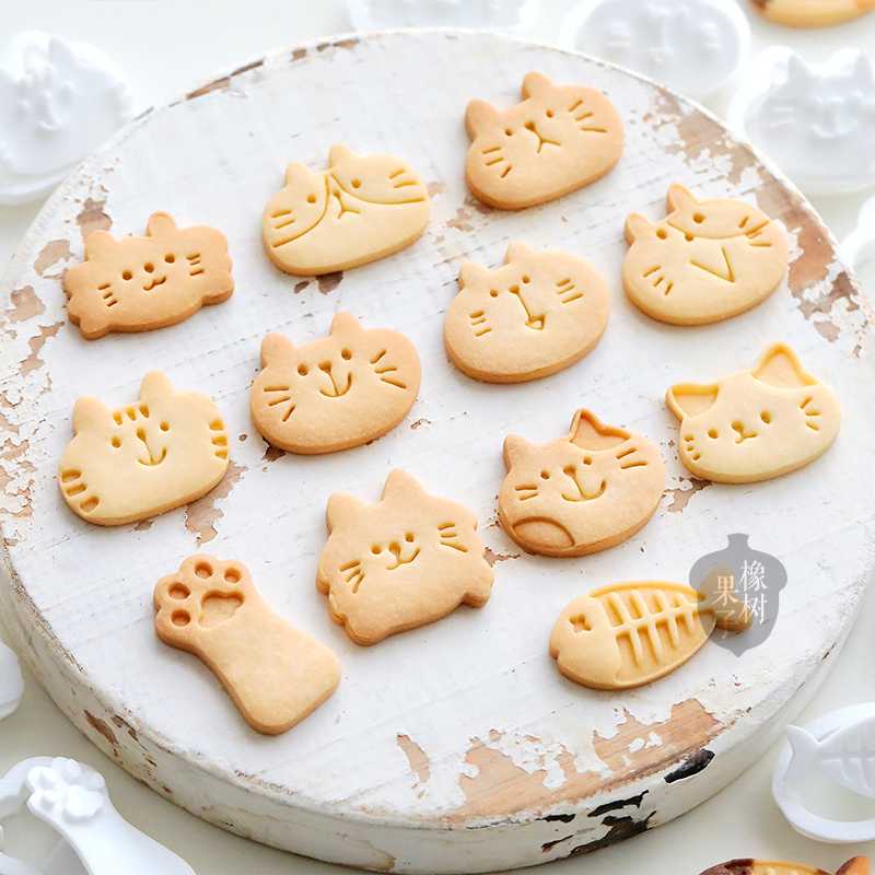 卡通亲子diy小猫吃鱼饼干模具