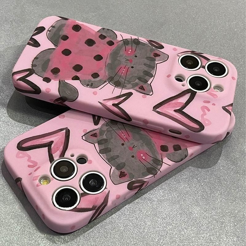 吖手机壳猫咪涂鸦适用保苹果16pro华为pura80/iPhone15Promax小米14/vivo周边OPPO/13/12/11/x荣耀红米同款ma