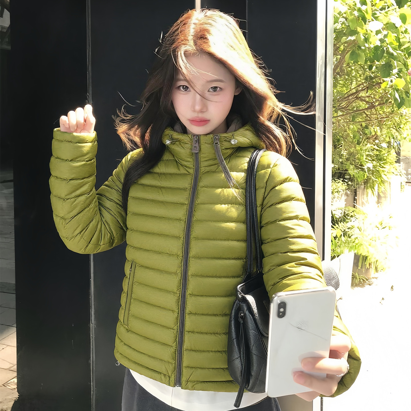 防水90白鸭绒牛油果羽绒服女短款秋冬新款户外运动小个子保暖外套