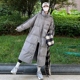 连帽超长款 90白鸭绒三杠灰色羽绒服女2025秋冬季 新品 加厚学生外套
