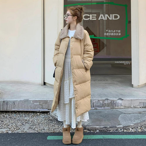 加厚长款90白鸭绒羽绒服外套