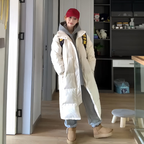 韩系穿搭白色羽绒棉服女棉袄