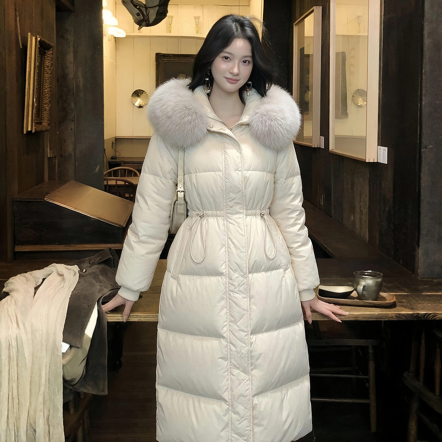 超长款加厚保暖羽绒棉服女秋冬季高级感宽松韩版百搭过膝中戏外套