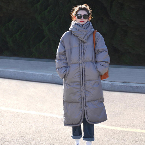 韩系长款过膝羽绒棉服外套