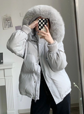 高端oversize面包服羽绒棉衣棉服女2025秋冬季新款短款大毛领外套