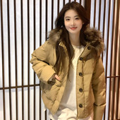 新款 大毛领短款 羽绒棉服女2025秋冬季 设计感小个子加厚棉袄外套潮