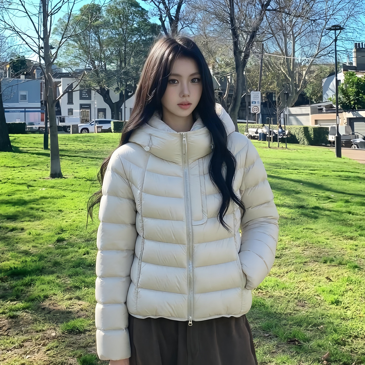 白鸭绒短款连帽排骨羽绒服女冬新款小个子宽松面包服加厚保暖外套