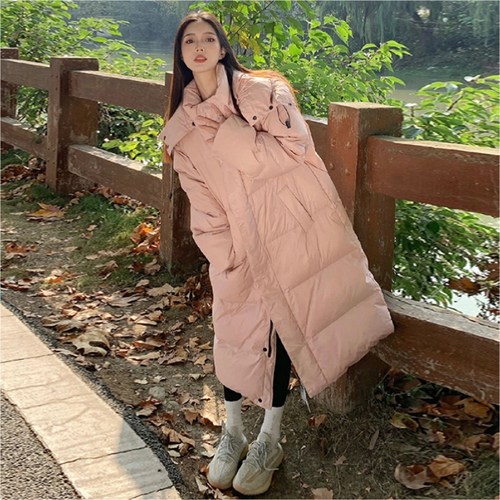 90白鸭绒羽绒服女超长款外套