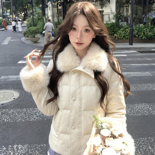 高级感法式小众加厚保暖羽绒棉服棉袄女秋冬季宽松韩版大毛领外套