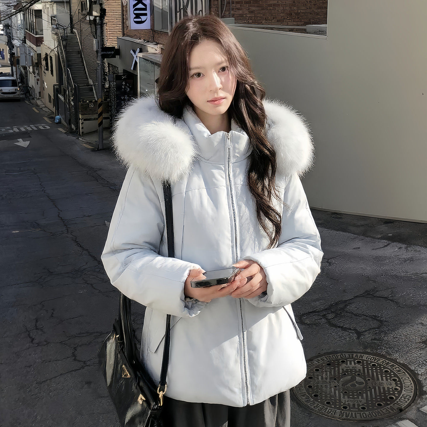 大毛领连帽90白鸭绒羽绒服女冬季韩版小个子收腰显瘦加厚保暖外套