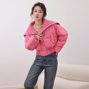 宽松显瘦保暖外套 新款 羊羔绒小个子短款 羽绒棉服女加厚2025秋冬季