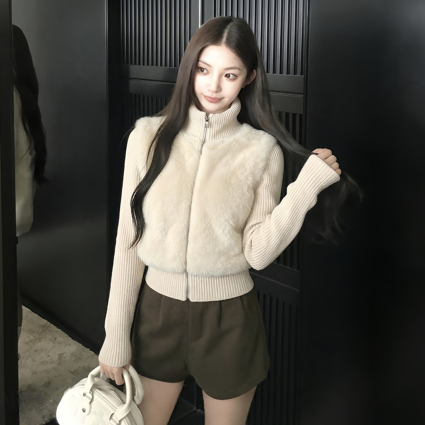 高级感法式小众复古假两件羽绒棉服女棉衣秋冬季加厚保暖短款外套