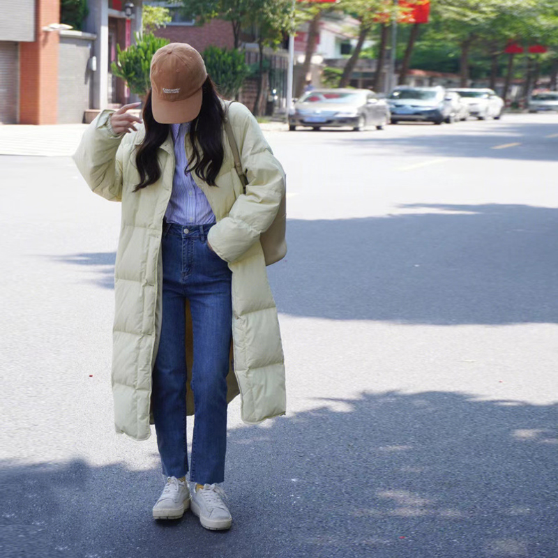 设计感小众过膝宽松立领羽绒外套