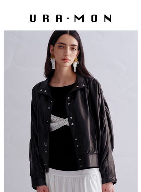 URA-MON｜26春季新款解构羊皮外套中性廓形设计感复古翻领