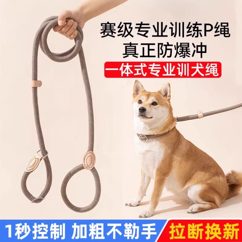 德国狗狗牵引绳P链大中型犬防挣脱狗链子金毛柯基防爆冲遛狗绳子