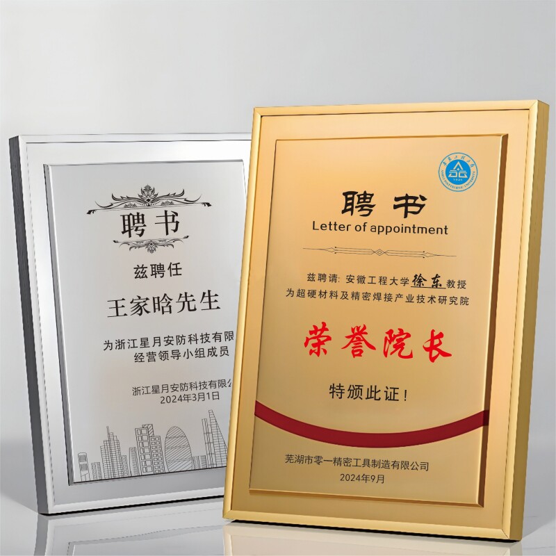 金属奖牌高档聘书定制家委会班干部聘书a4聘任书外壳高级感专家聘请书a3任命聘用书专业技术人员证书封面印字